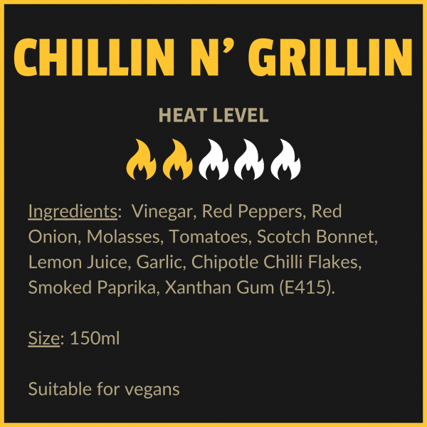 Chillin N' Grillin hot sauce info card
